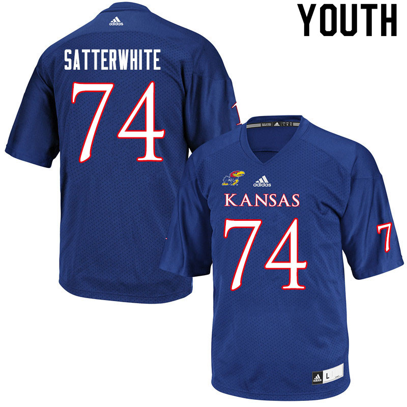 Youth #74 Jackson Satterwhite Kansas Jayhawks College Football Jerseys Sale-Royal